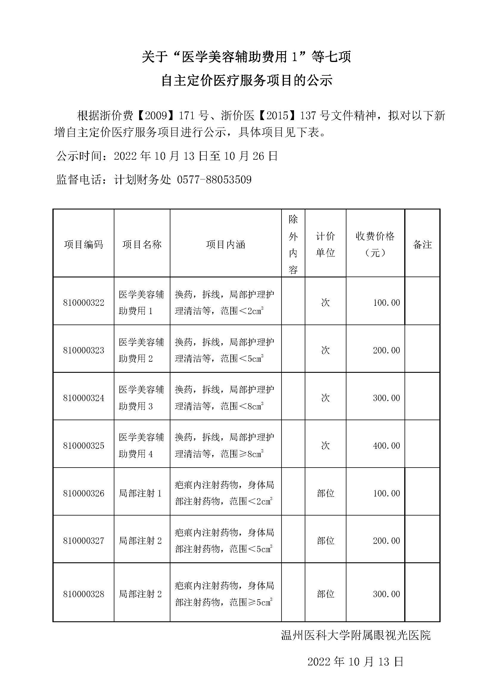 最新费用公布